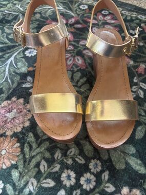 Tommy Hilfiger Metallic Gold Ankle-Strap Sandals